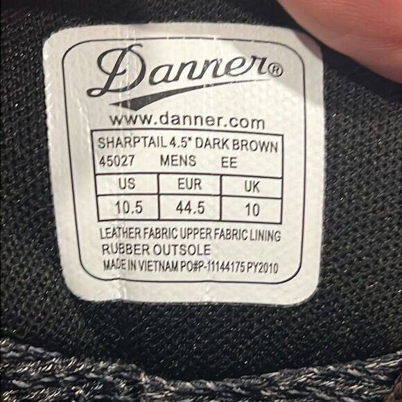 🔥 DANNER SHARPTAIL 4.5" Lace Up Hunting Hiking Work BOOTS Dark Brown Men Sz 10. - Picture 11 of 15